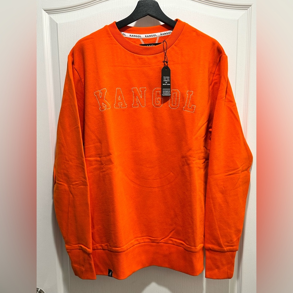 Kangol Men's Authentic Orange crew pullover, Size Large